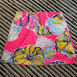Lilly Pulitzer skort 00 hot pink yellow flower shell